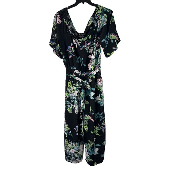NWT City Chic Kalani Jumpsuit Tie Belt Black Blue Floral Pockets Plus Size M 18 - Picture 4 of 12
